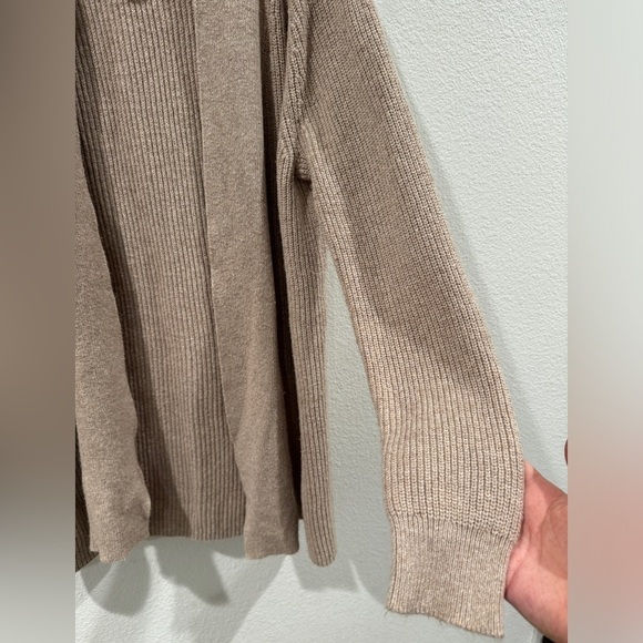 LOFT Cream Wool Blend Knit Open Front Longline Cardigan Sweater Size Medium - Picture 6 of 14